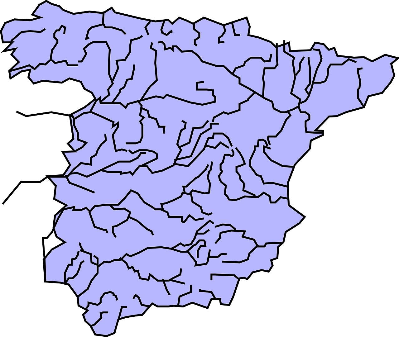 Blank Map Of Spain With Rivers, HD Png Download PNG with transparent background