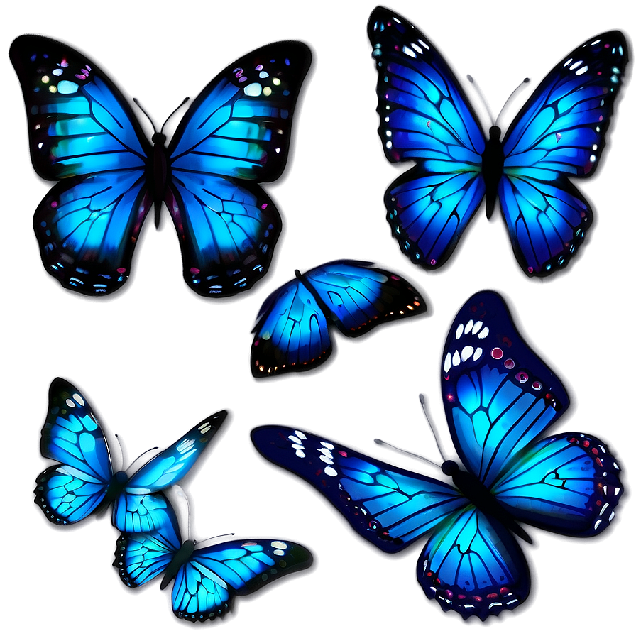 Sparkling Blue Butterflies Png 06132024