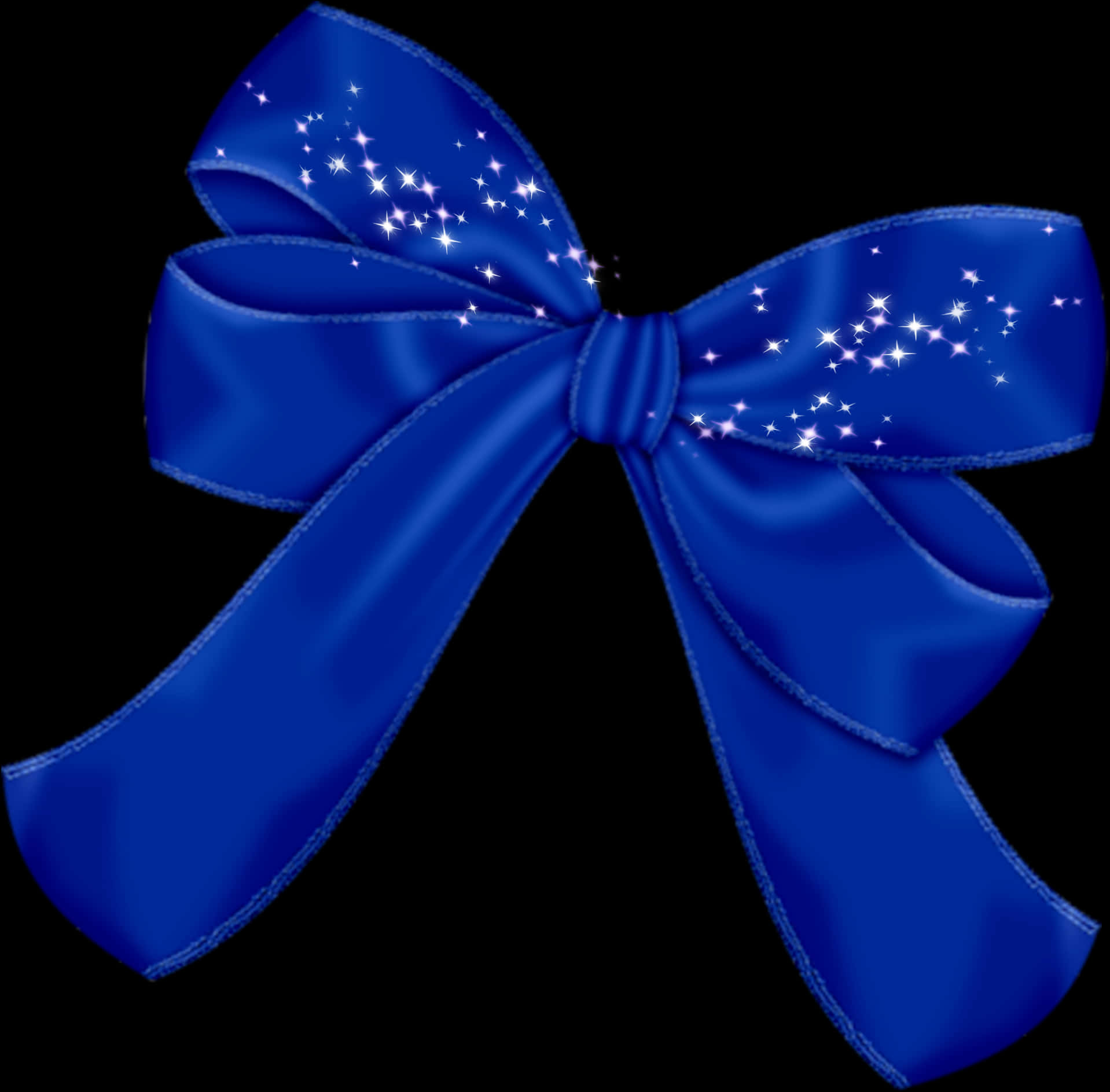 Sparkling Blue Ribbon Bow PNG with transparent background