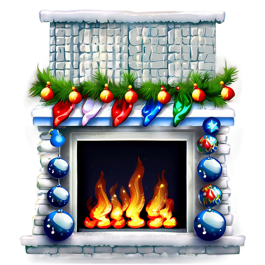 Sparkling Christmas Fireplace Decor Png 75