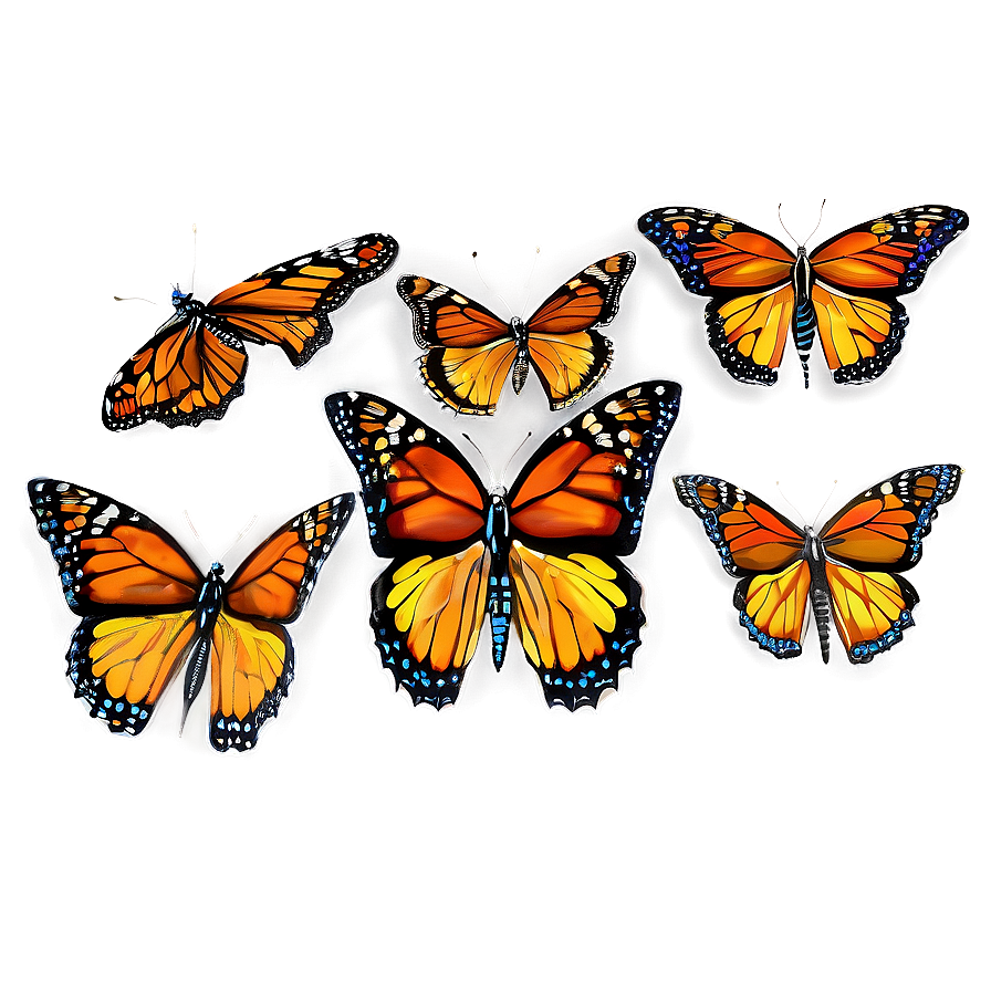 Sparkling Monarch Butterflies Png Rxu