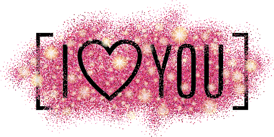 Sparkling Pink I Love You Graphic PNG with transparent background