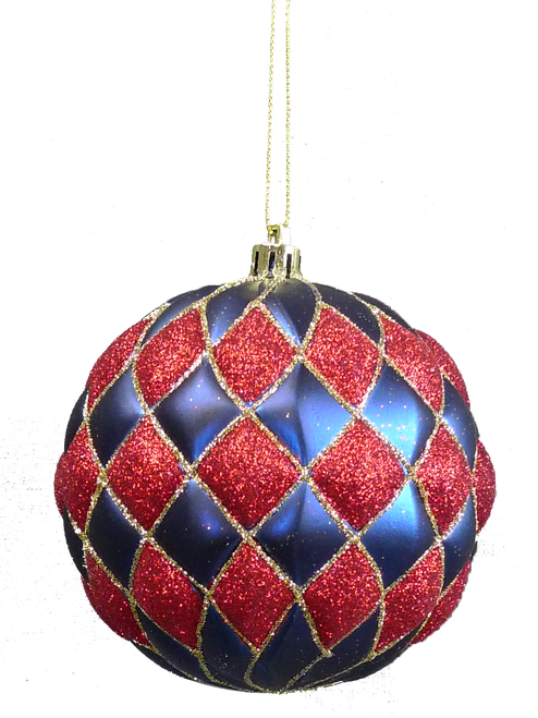 Sparkling Redand Blue Christmas Bauble