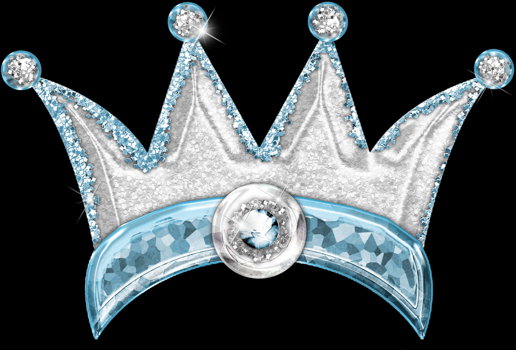 Sparkling Silver Blue Princess Crown