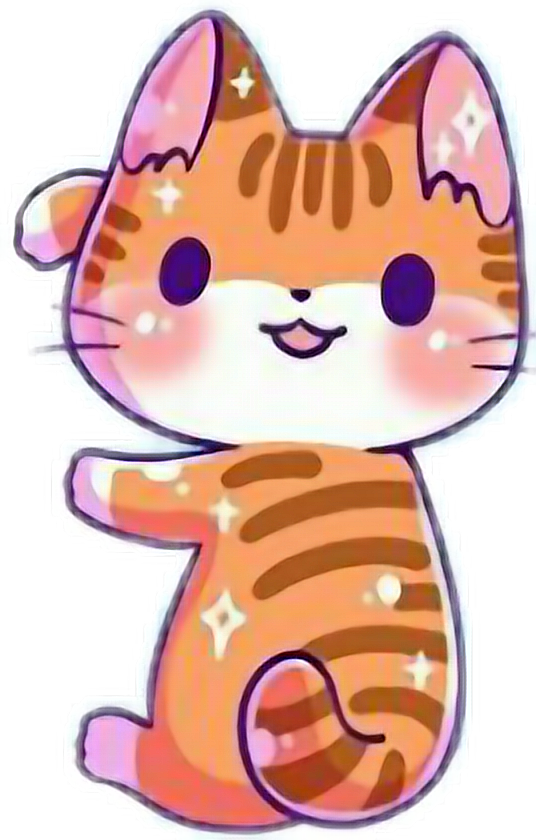 Sparkling Striped Kawaii Cat.png