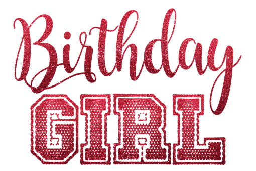 Sparkly Birthday Girl Text PNG with transparent background