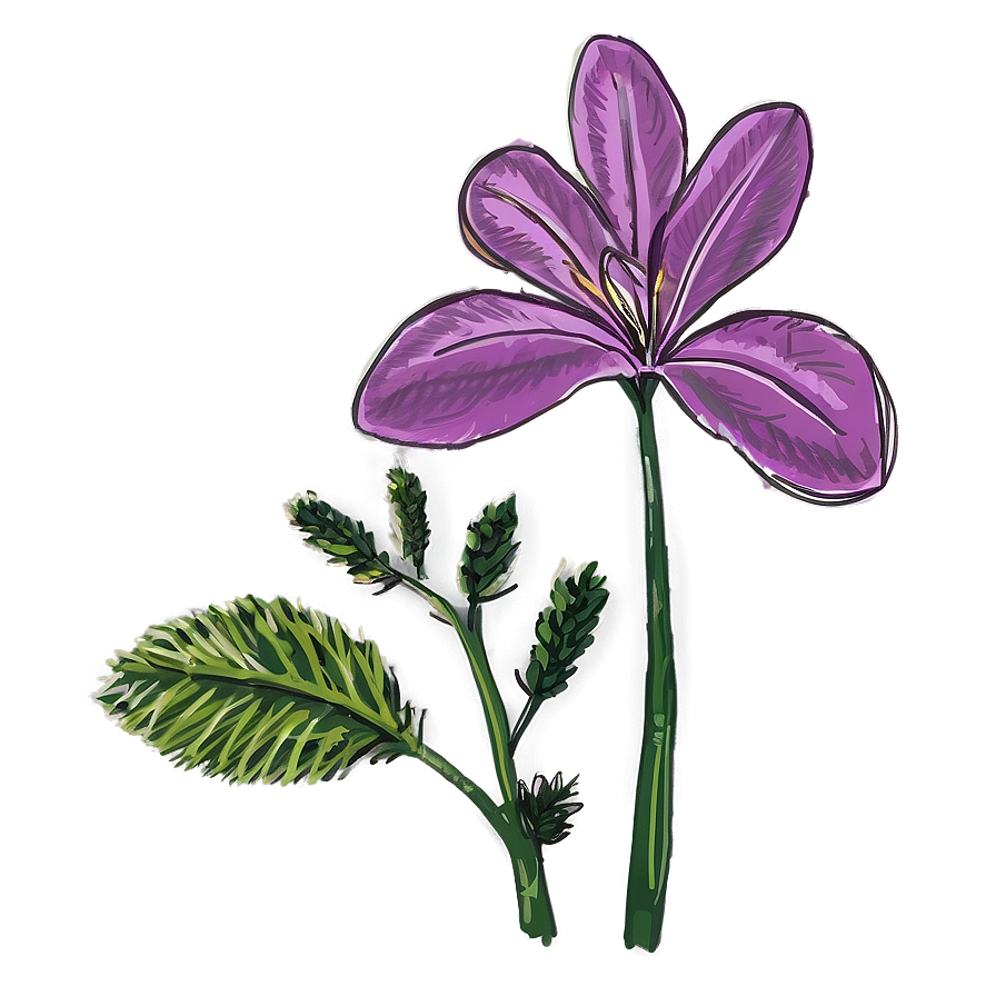 Sparse Floral Drawing Png Ccc