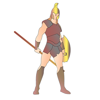 Spartan Warrior Illustration PNG with transparent background