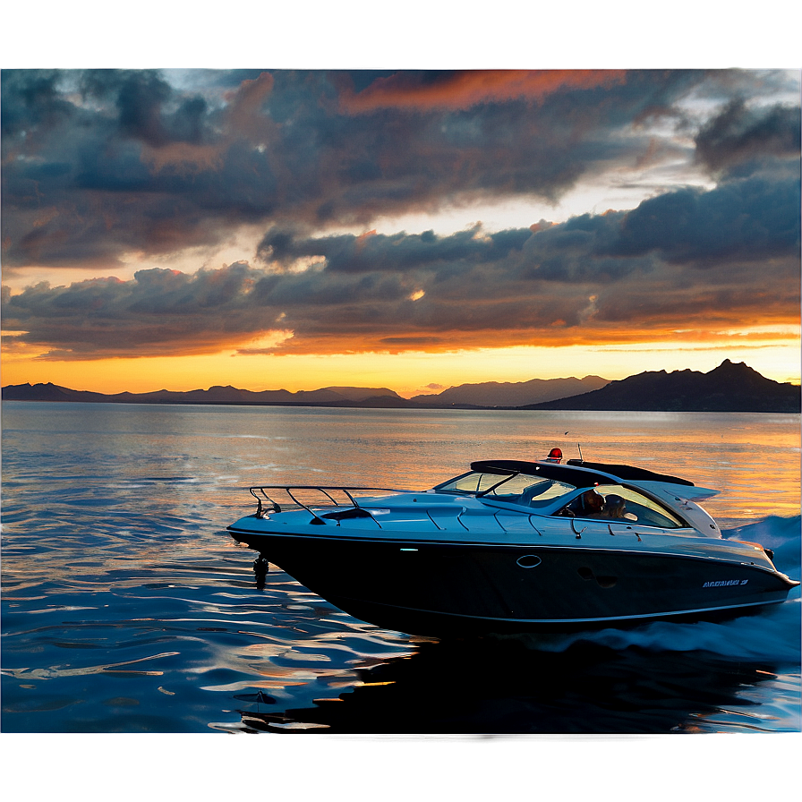 Speed Boat Sunset View Png 06282024