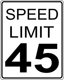 Speed Limit45 Sign PNG with transparent background