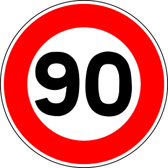 Speed Limit90 Sign PNG with transparent background