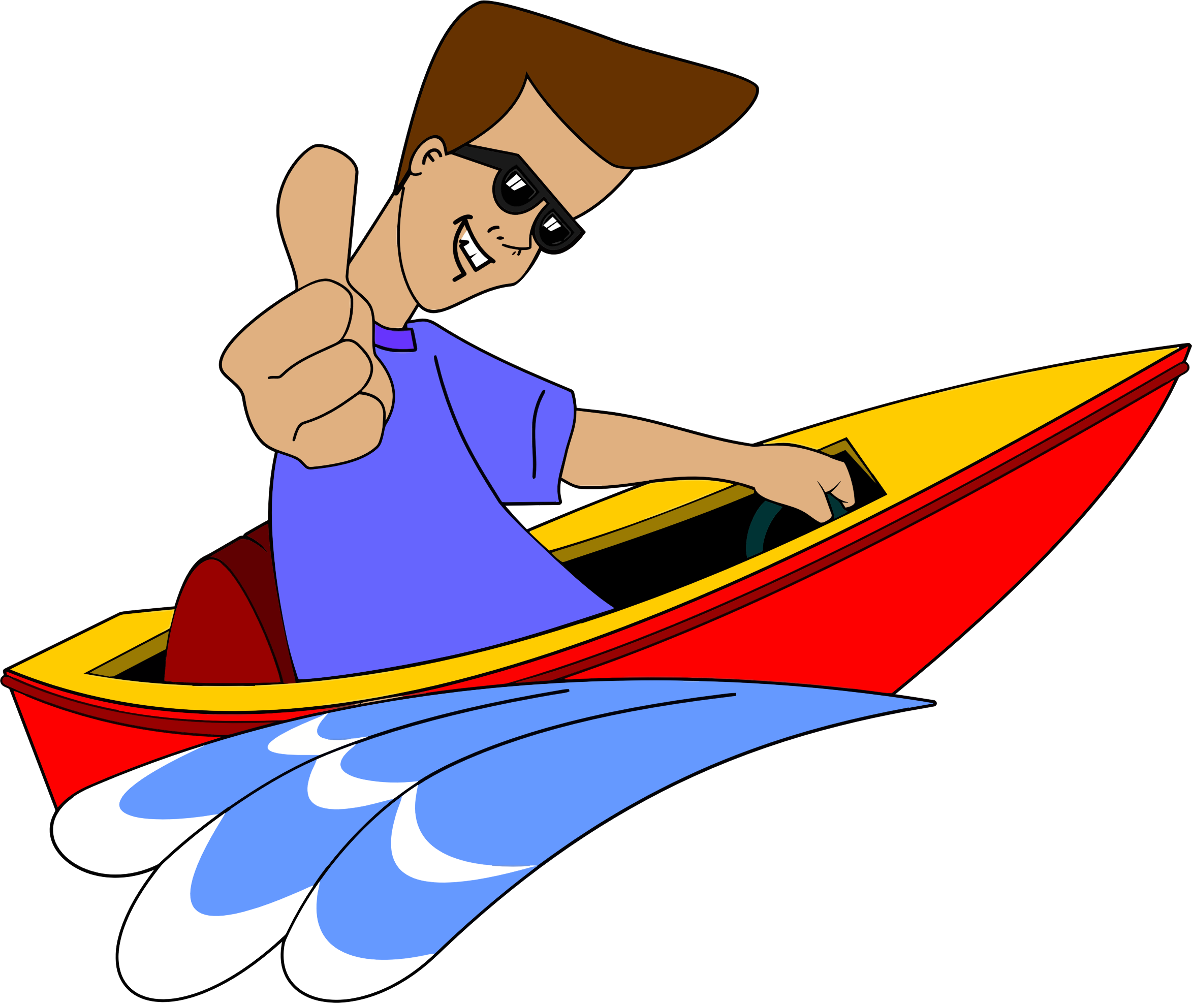 Speedboat Cartoon Character Thumbs Up