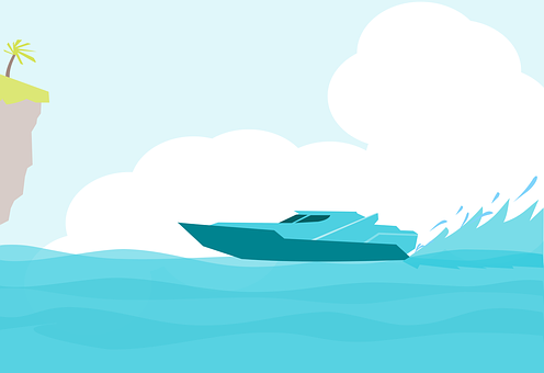 Speedboat Cartoon Vector Illustration PNG with transparent background