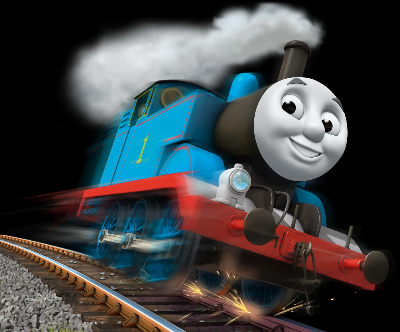 Speeding Animated Blue Train