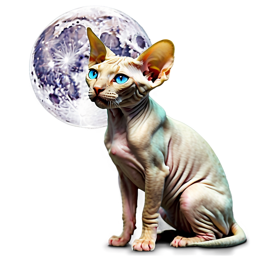 Sphynx Cat And Full Moon Night Png 06292024