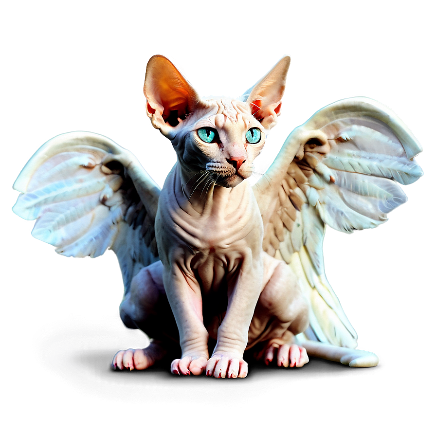 Sphynx Cat Angel Wings Fantasy Png 36