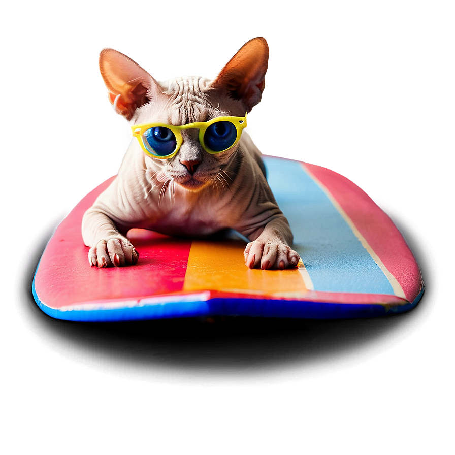 Sphynx Cat Surfing Summer Vibes Png Qbq