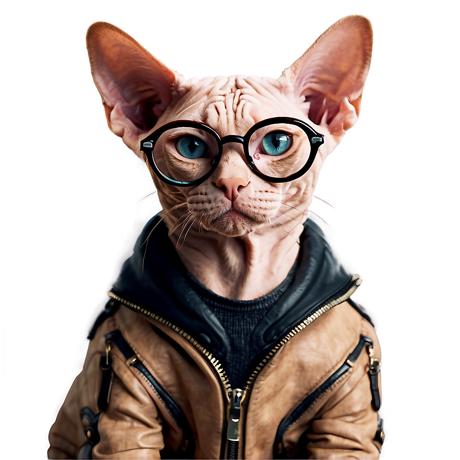 Sphynx Cat With Glasses Studying Png 66