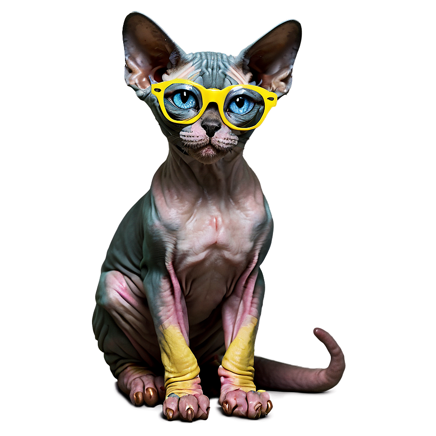 Sphynx Cat With Glasses Studying Png Bty