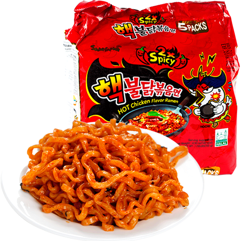 Spicy Chicken Flavor Ramen Packand Prepared Noodles