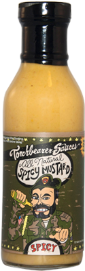 Spicy Mustard Bottle Torchbearer Sauces PNG with transparent background