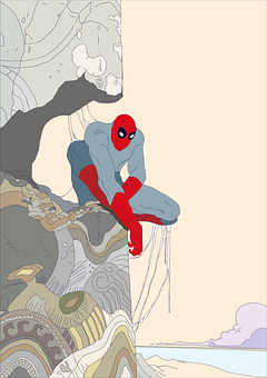 Spider Manin Traditional Japanese Art Style PNG with transparent background