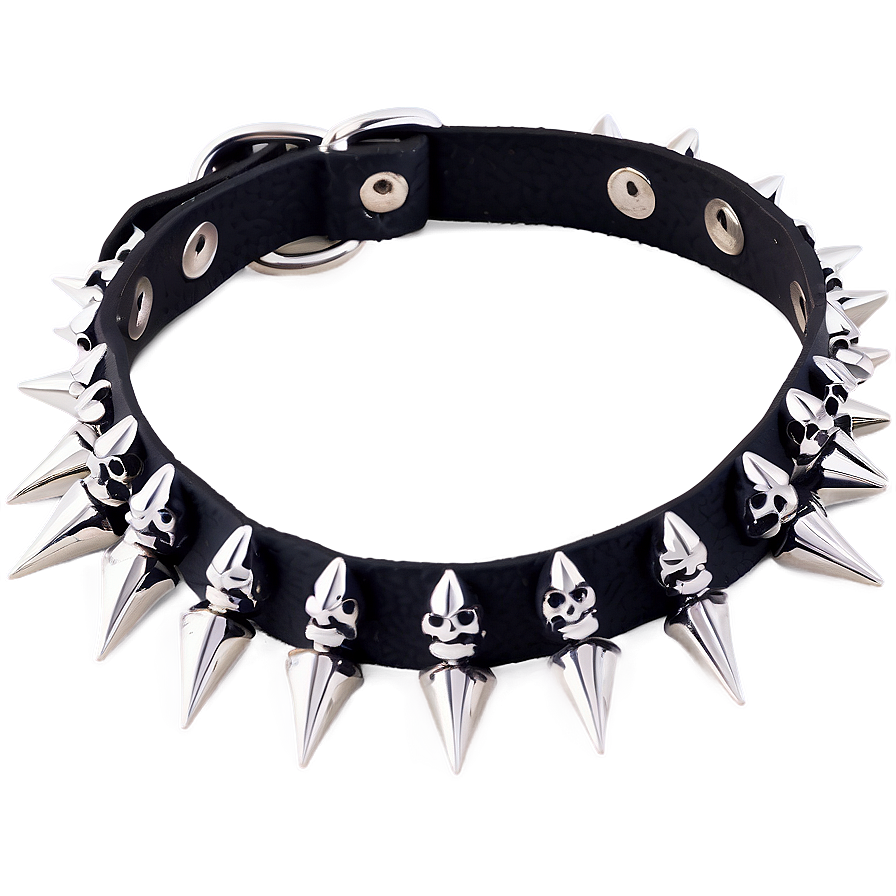 Spiked Choker With Skull Charms Png 06282024