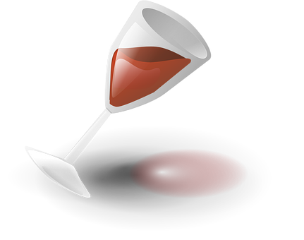 Spilled Red Wine Glass PNG with transparent background