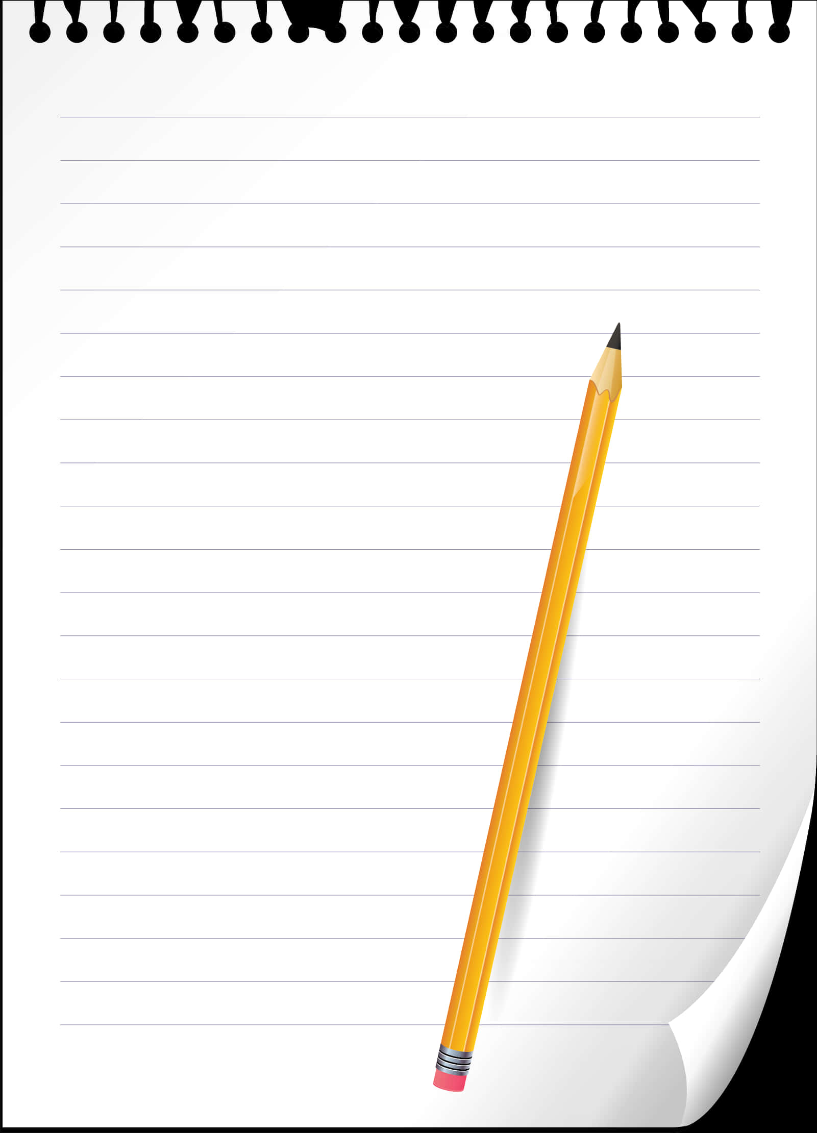 Notebook Paper With Pencil PNG with transparent background
