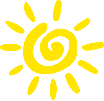 Spiral Sun Graphic PNG with transparent background