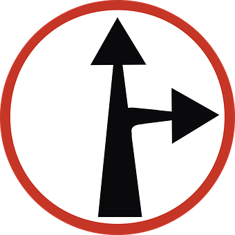 Split Direction Arrow Sign PNG with transparent background