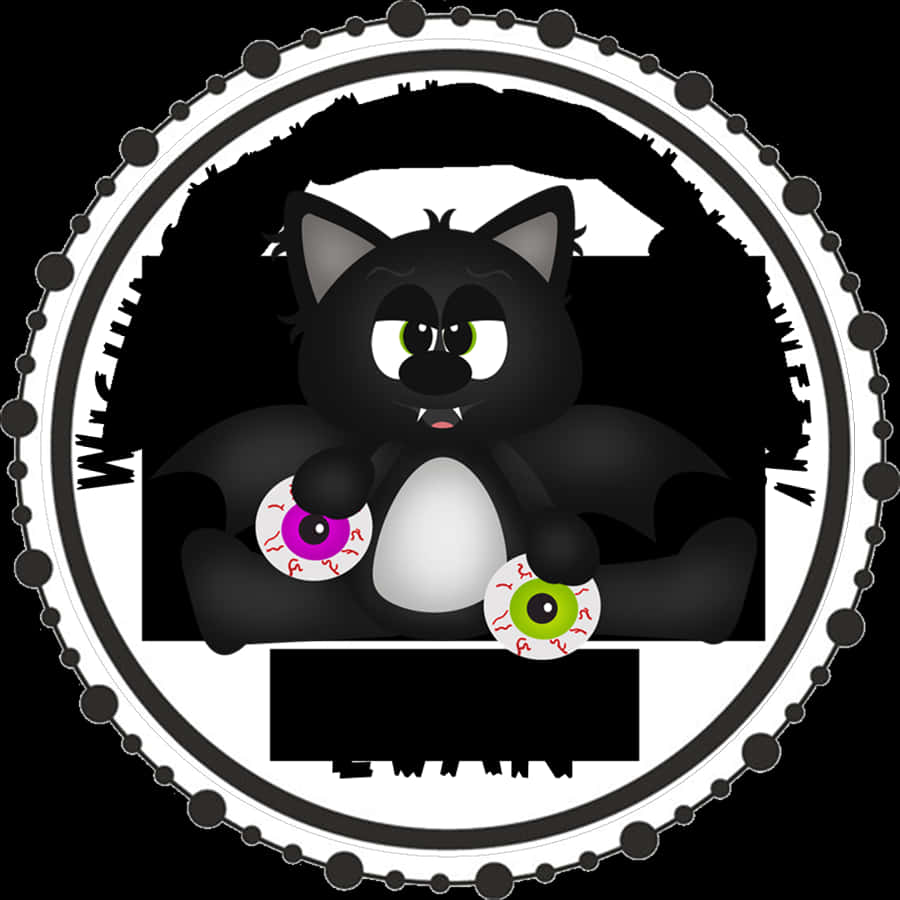 Spooky Cat Circle Vector