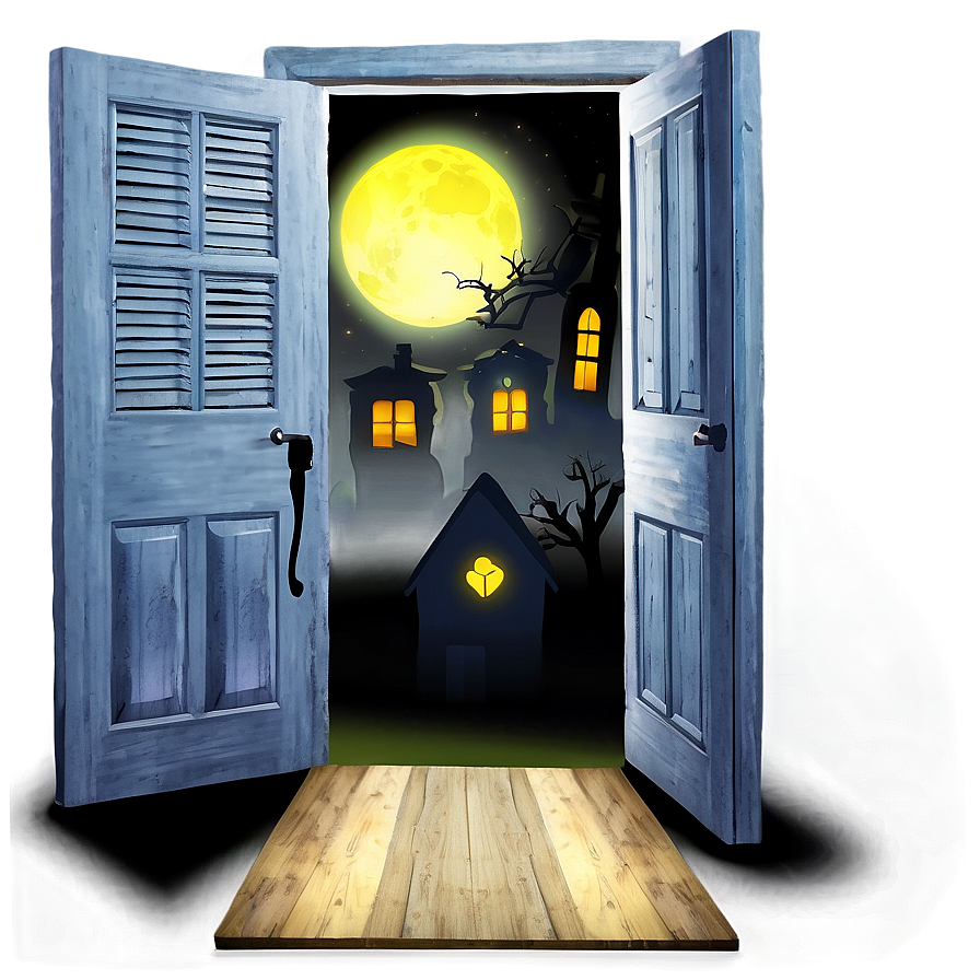 Spooky Open Door At Night Png 86