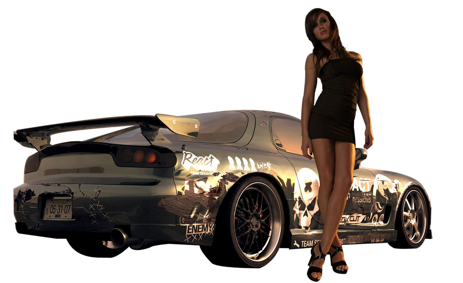 Sporty Carand Model Standing PNG with transparent background