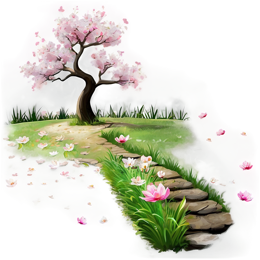 Spring Blossom Pathway PNG cup77 PNG with transparent background