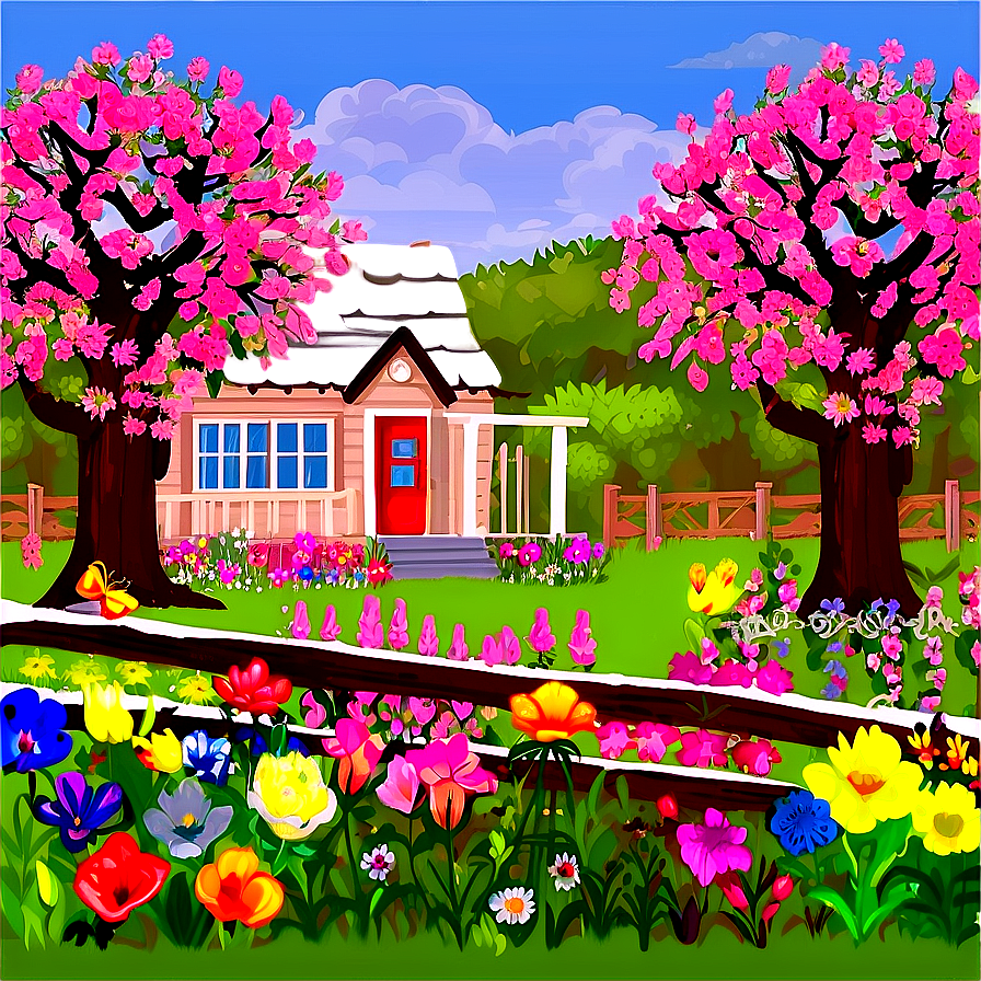 Spring Cottagecore Scene Png Ibh