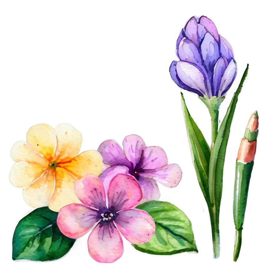 Spring Flowers Watercolor Set PNG 05252024 PNG with transparent background