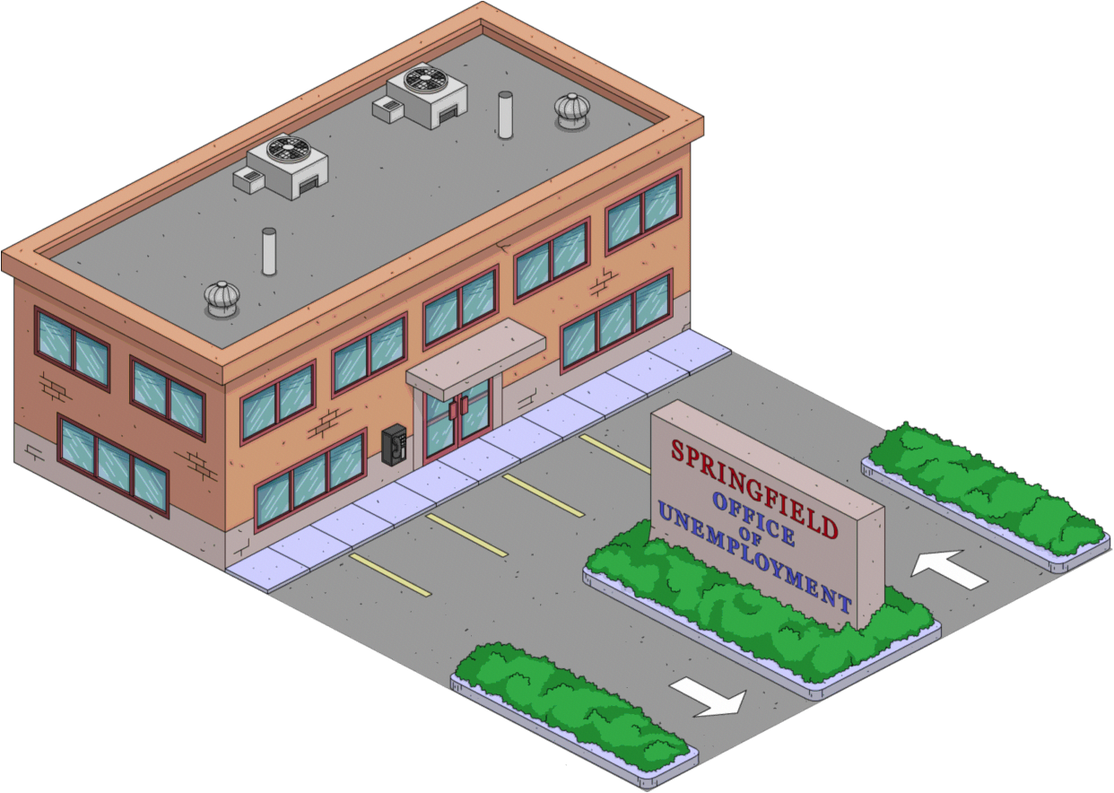 Office Of Unemployment Tapped Out - Springfield Post Office Simpsons PNG with transparent background