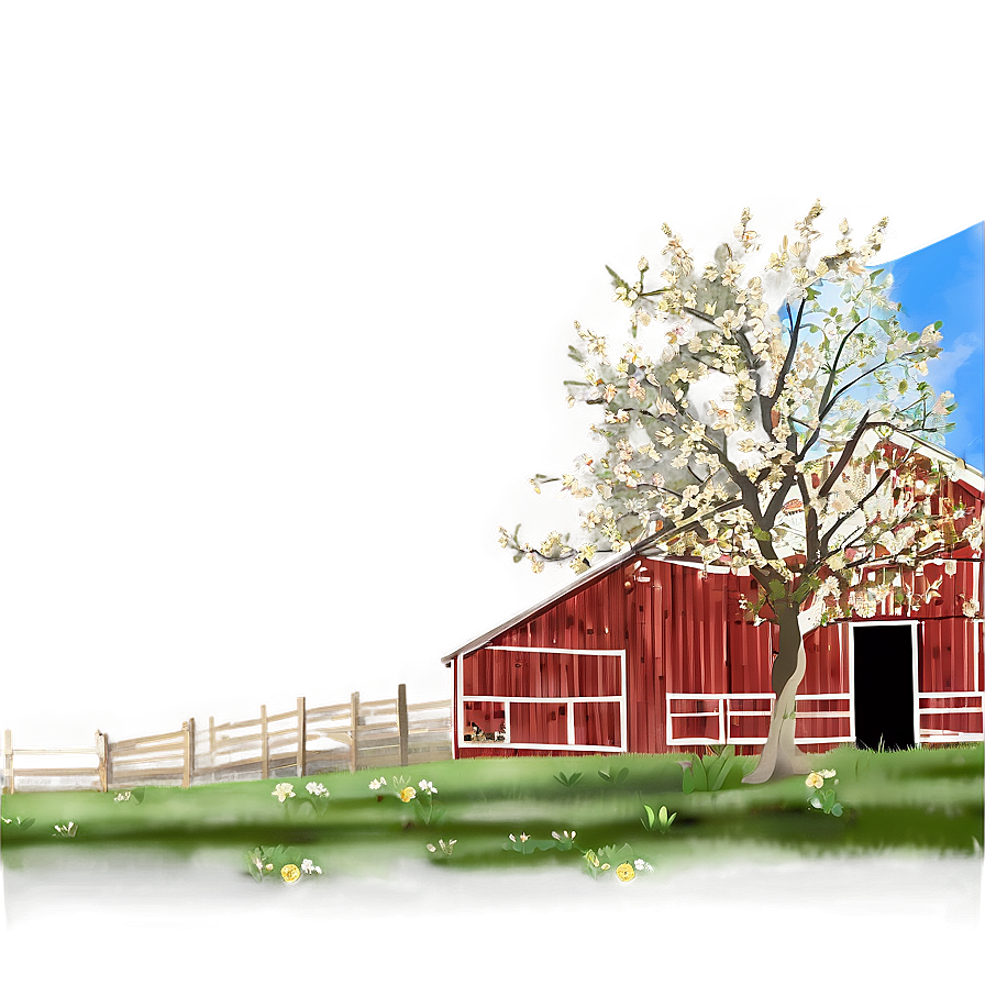 Springtime Barn Landscape Png Ryv