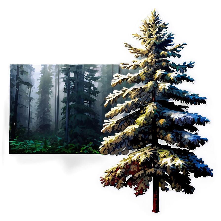 Spruce Tree In Misty Forest Png 33