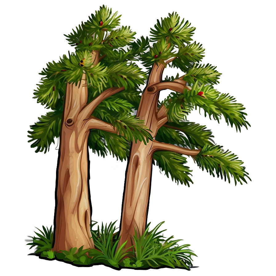 Spruce Tree With Wildlife Animals Png 06132024