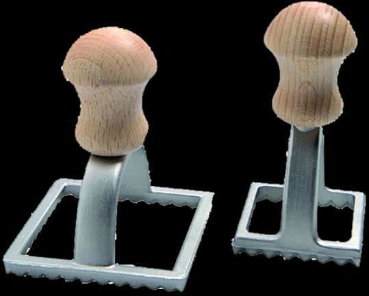 Square Ravioli Cutters Wooden Handle PNG with transparent background