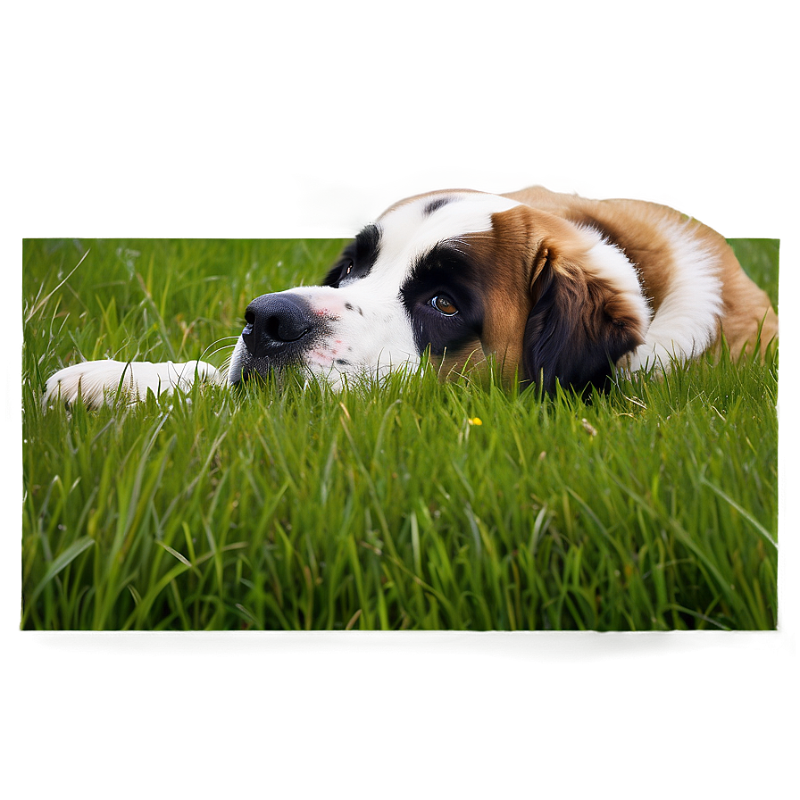 St Bernard Relaxing In Grass Png Dvj53
