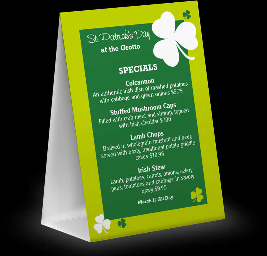 Irish Shamrock Table Tent - Jasmine, HD Png Download PNG with transparent background