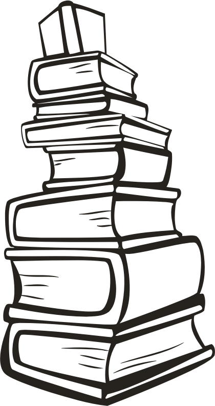 Stacked Books Line Art Illustration