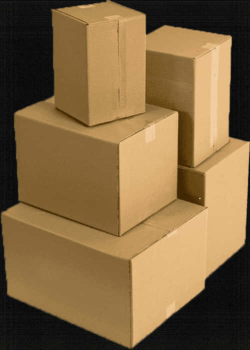 Stacked Cardboard Boxes Dark Background PNG with transparent background