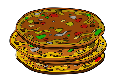Stacked Cartoon Pizzas Illustration PNG with transparent background