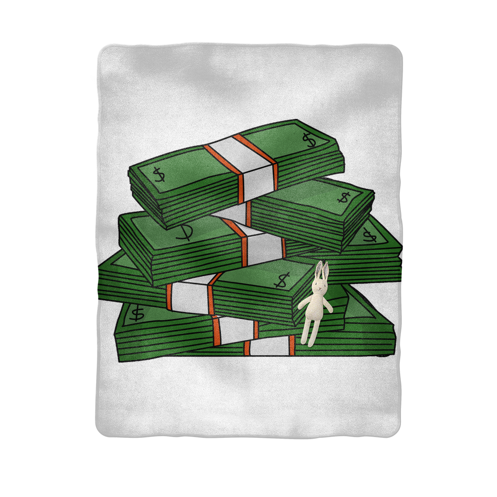 Stacked Cash With Bunny Figurine