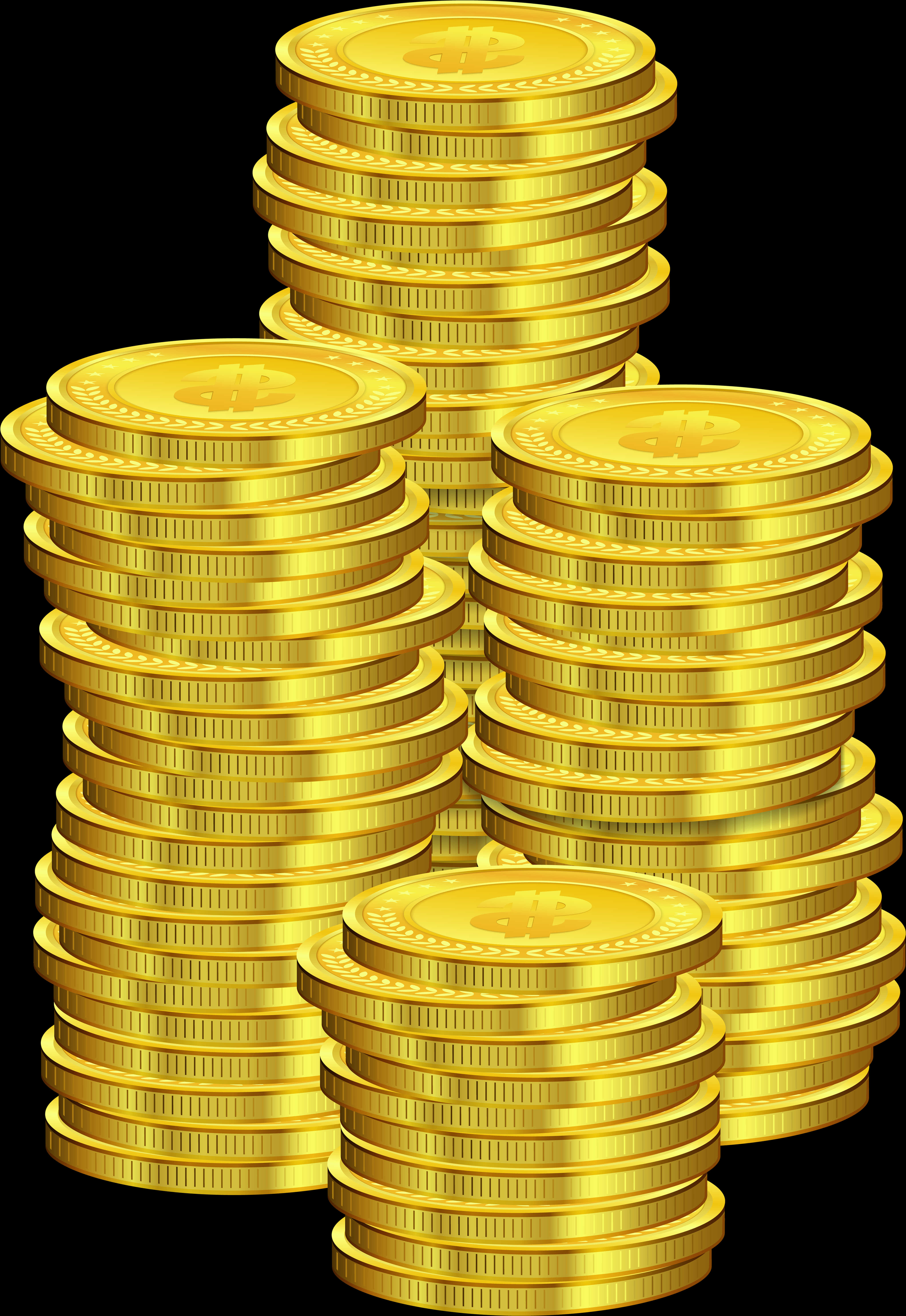 Stacked Gold Coins Illustration PNG image with a transparent background, free high-resolution download