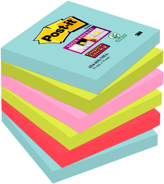 Stacked Postit Notes Multi Color PNG with transparent background